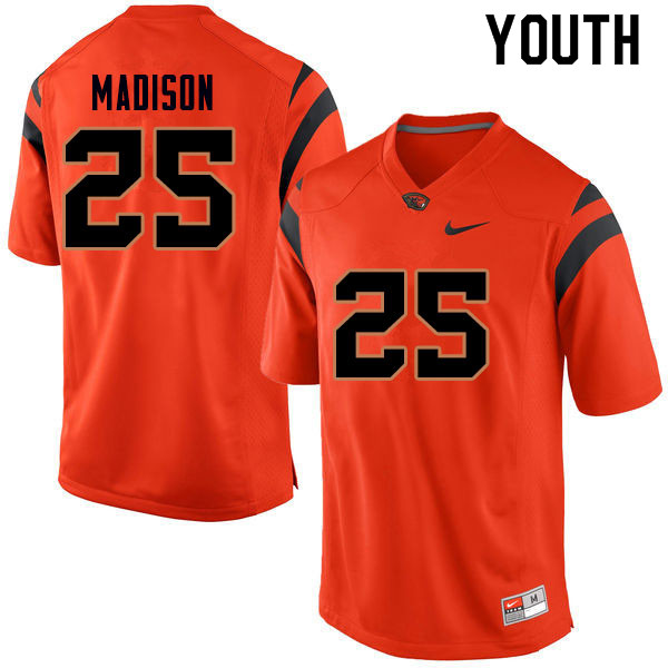 Youth #25 Ta'Ron Madison Oregon State Beavers College Football Jerseys Sale-Orange